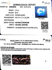 3.79/CT Natural Blue Sapphire with Govt Lab Certificate-BLUSA9S